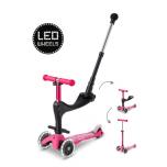 Micro Mini Deluxe 3in1 Plus LED tõukeratas, roosa